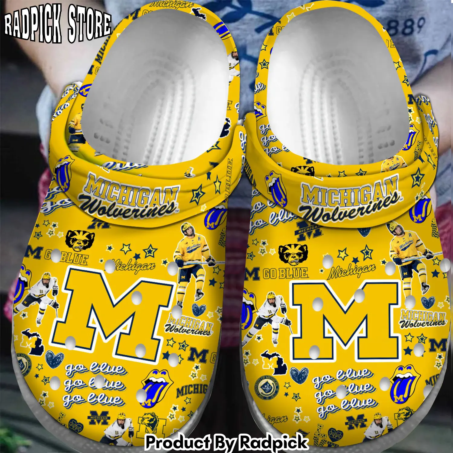 Radpick premium michigan wolverines ncaa sport clogs crocband clogs shoes for men women and kids rp6522216